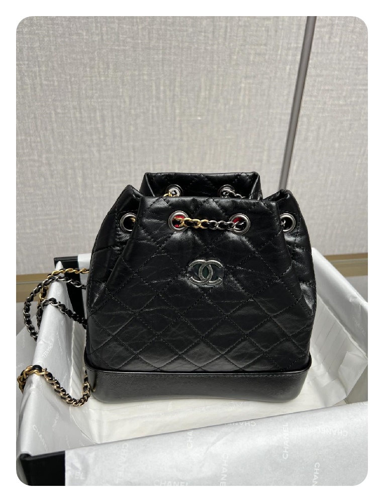 샤넬 가브리엘 카프스킨 블랙 빈티지 실버