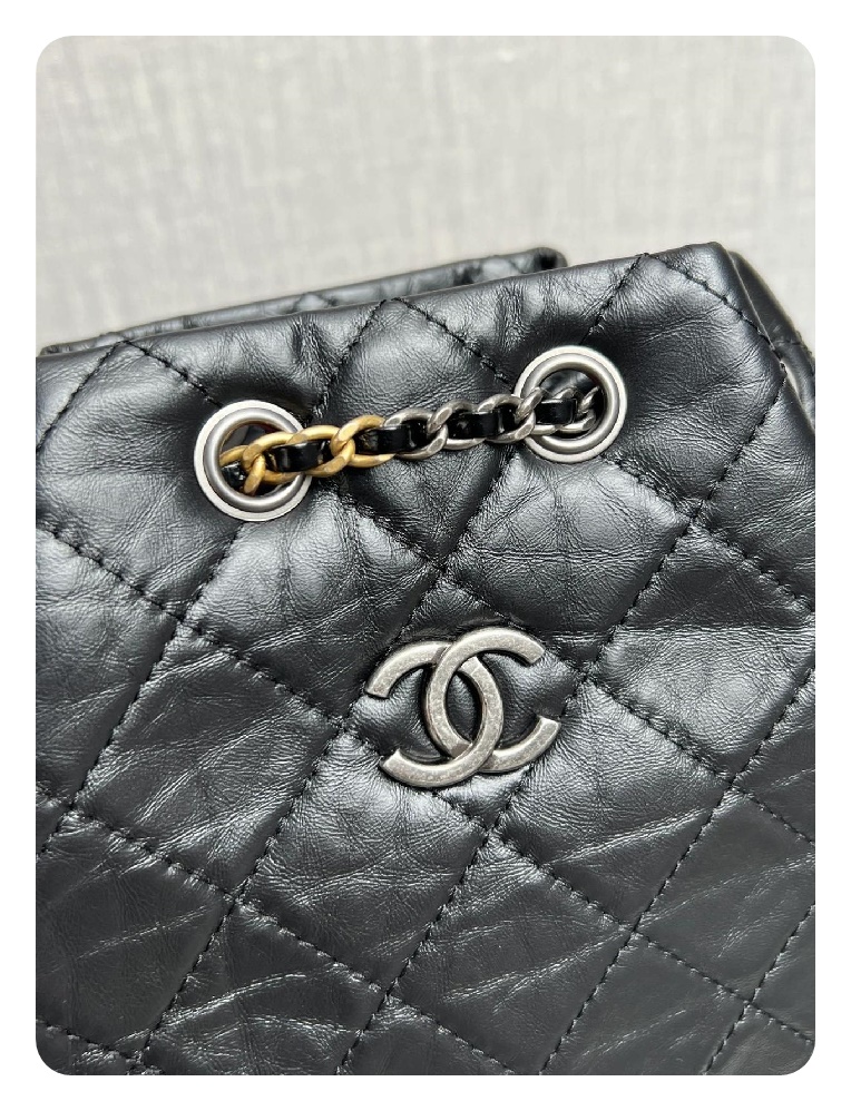 샤넬 가브리엘 카프스킨 블랙 빈티지 실버
