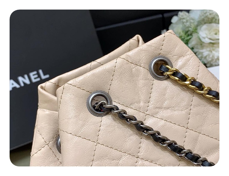 샤넬 가브리엘 카프스킨 스몰 베이지 빈티지 실버