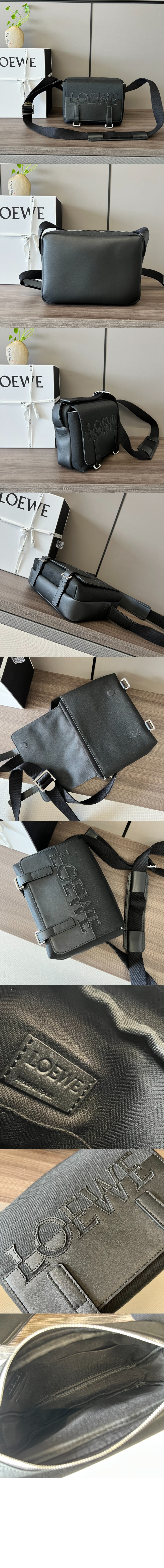 로에베 리터리 메신저 백 - 소프트 그레인 카프스킨 & 캔버스