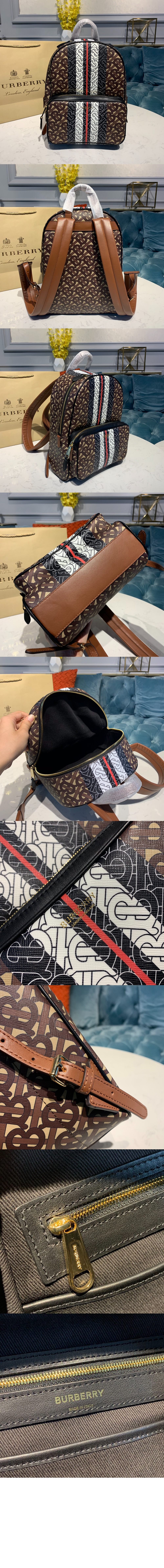 버버리 스트라이프 프린트 캔버스 백팩 80193461
