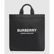 버버리 로고 프린트 나일론 토트백 블랙 80262331
