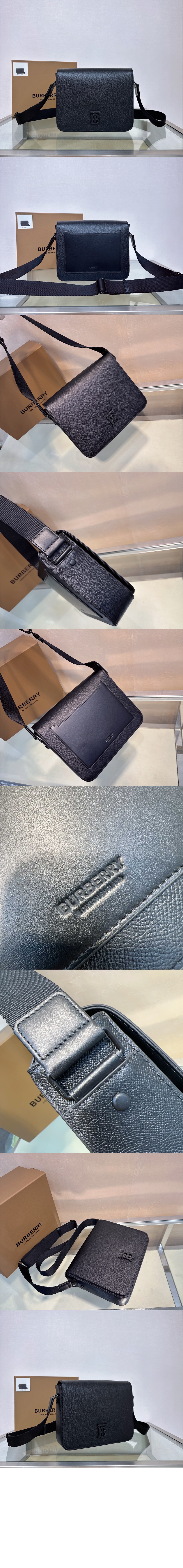 버버리 레더 스몰 알프레드 메신저백 80697611