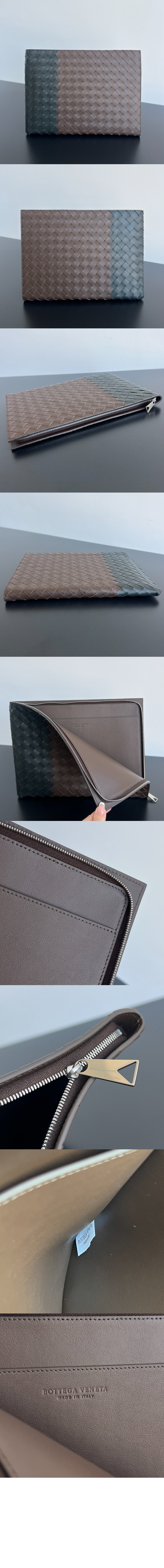 보테가베네타 인트레치아토 하프 지퍼 파우치 607479