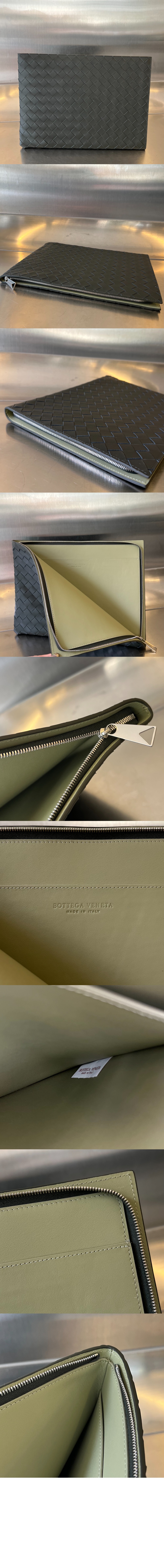 보테가베네타 인트레치아토 하프 지퍼 파우치 607479