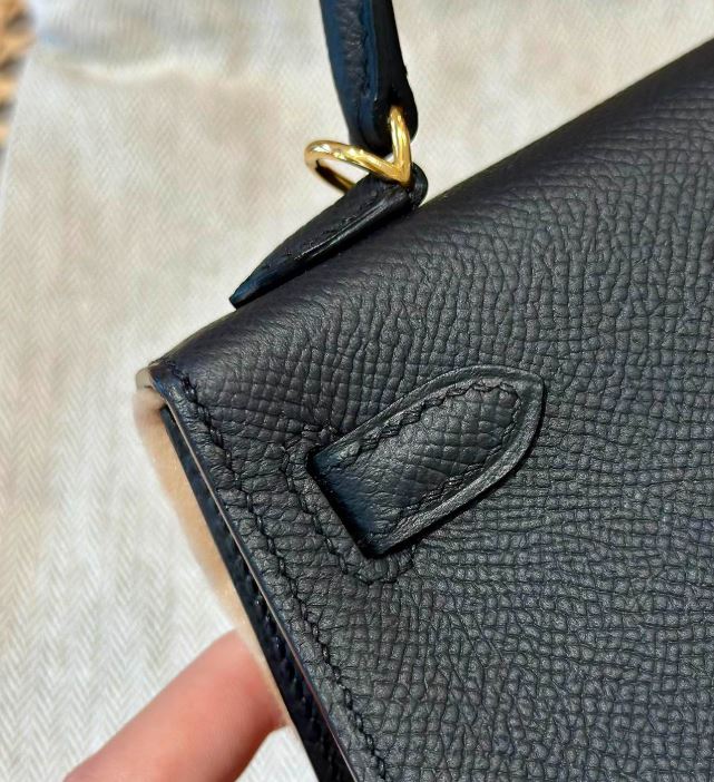 에르메스 미니 켈리2 블랙 앱송 금장 19cm