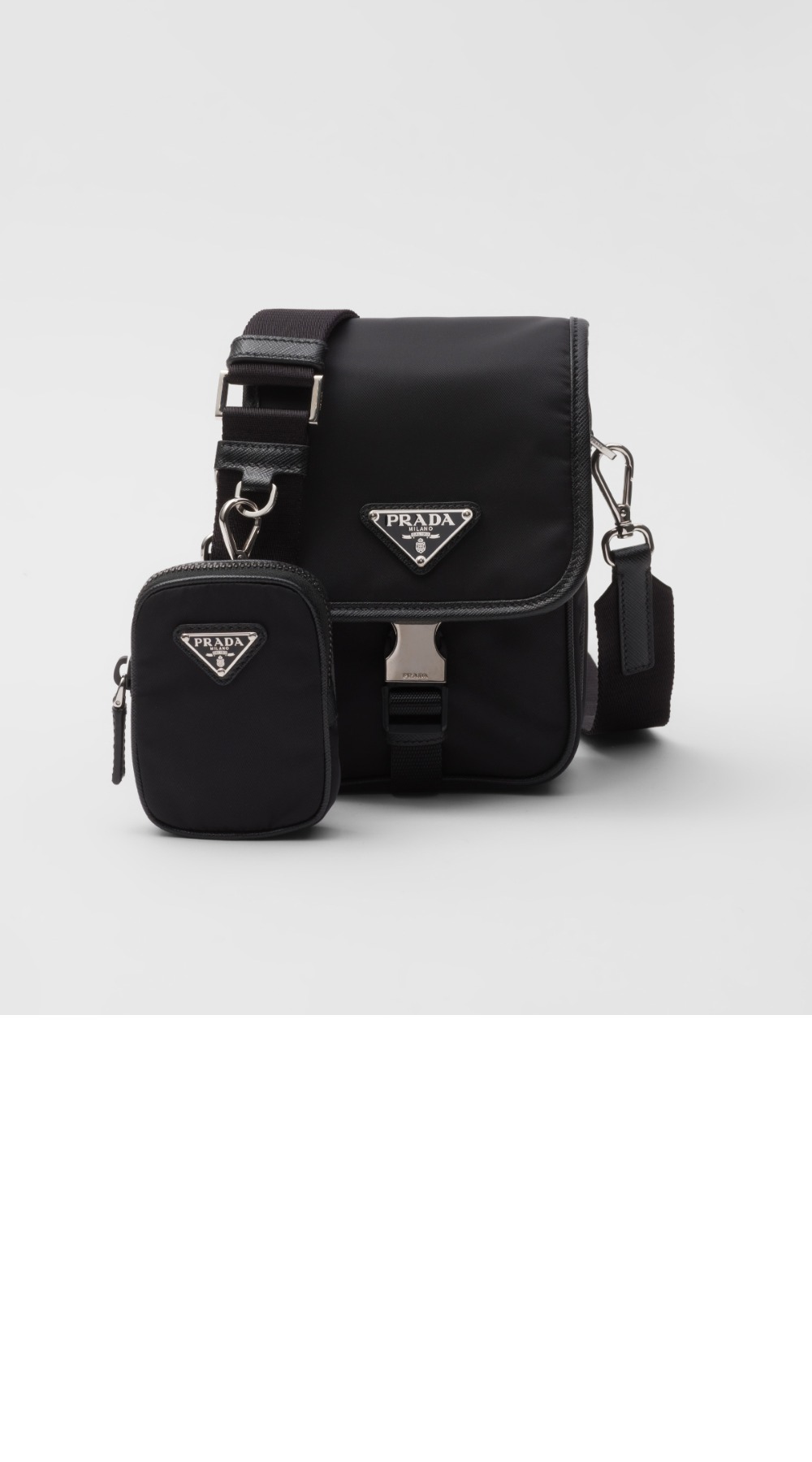 프라다 리나일론 및 사피아노 가죽 숄더백 2VD043