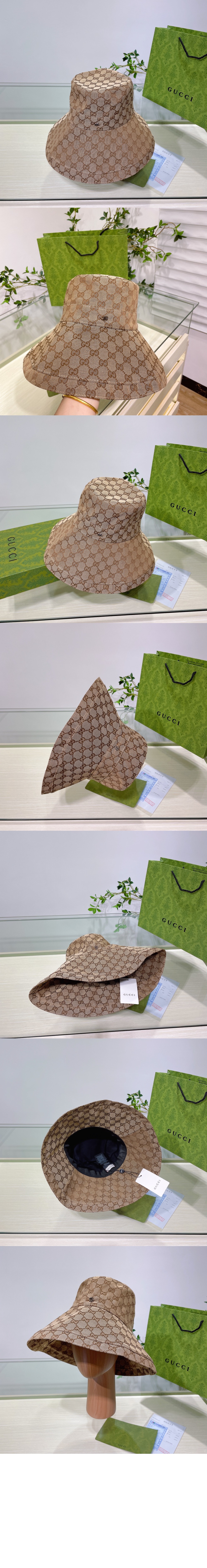 구찌 캔버스 와이드 브림 버킷햇 631958