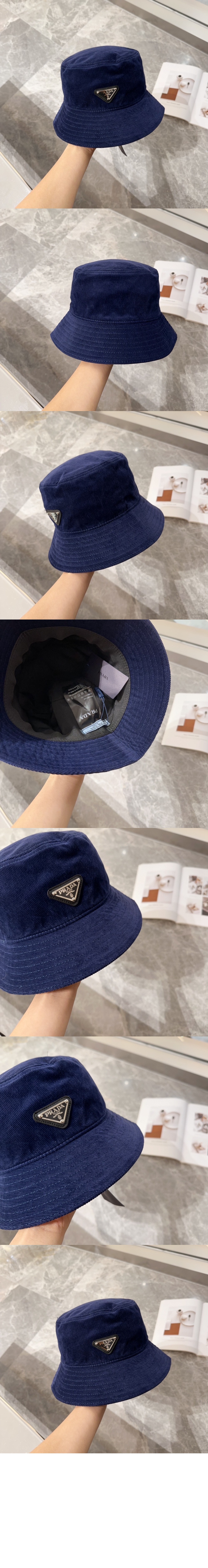 프라다 코듀로이 자수 벙거지 1HC257