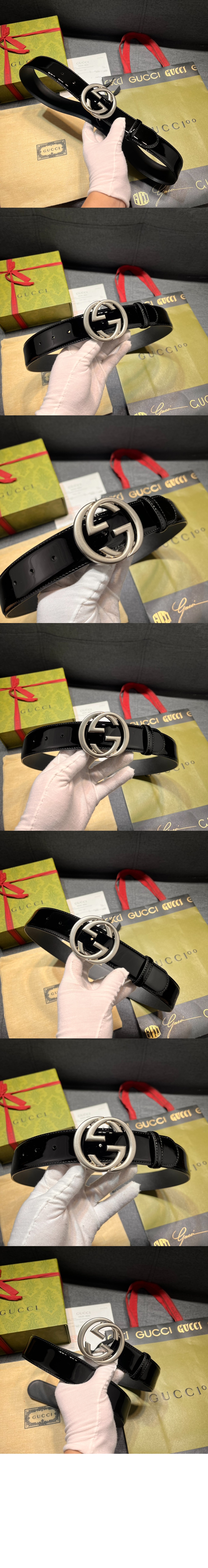 구찌 인터로킹 G 버클 와이드 벨트 763389
