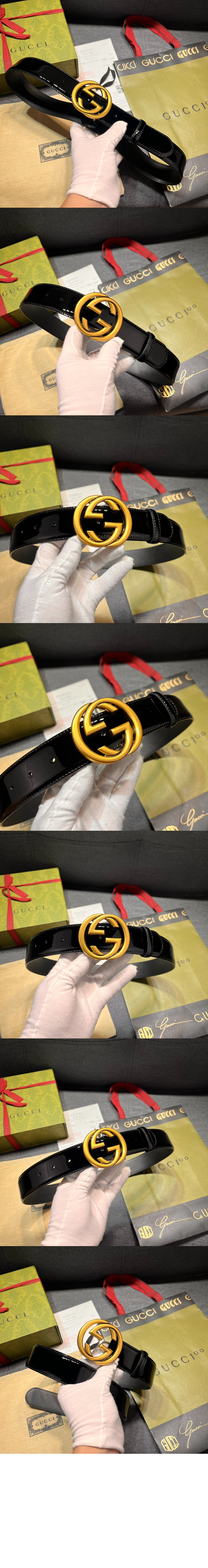 구찌 인터로킹 G 버클 와이드 벨트 763389