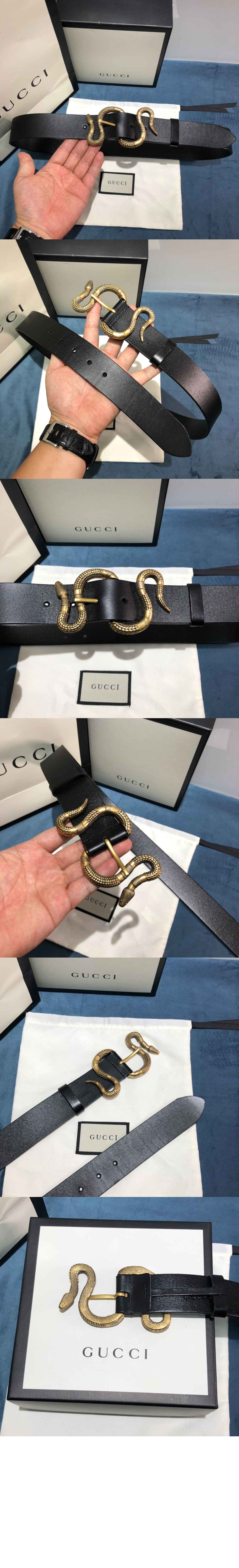 구찌 스네이크 버클 가죽 벨트 458935