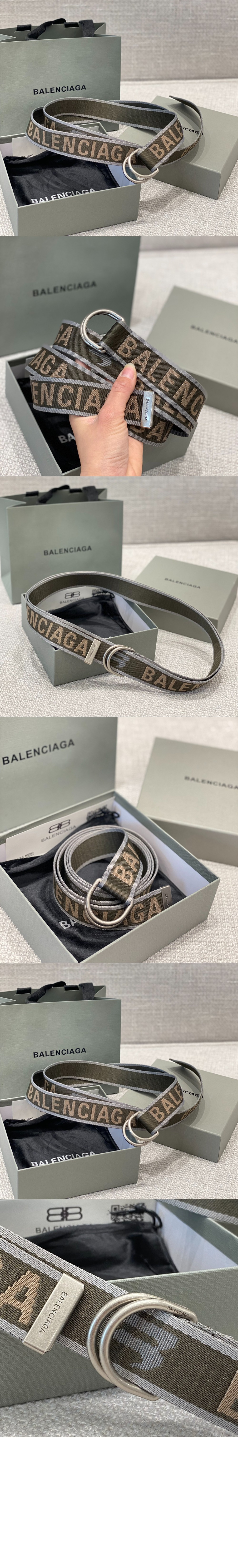 발렌시아가 D 링 벨트 카키 703137