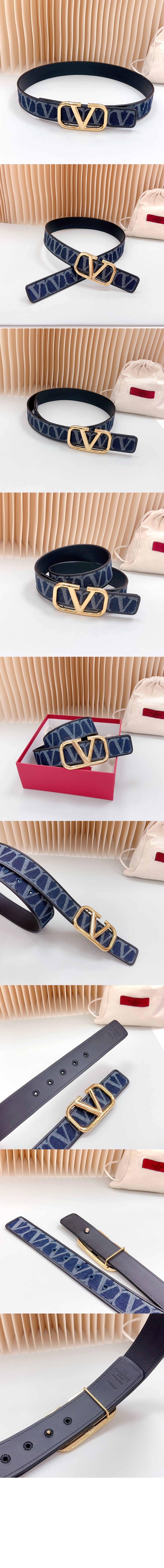 발렌티노 V 로고 벨트