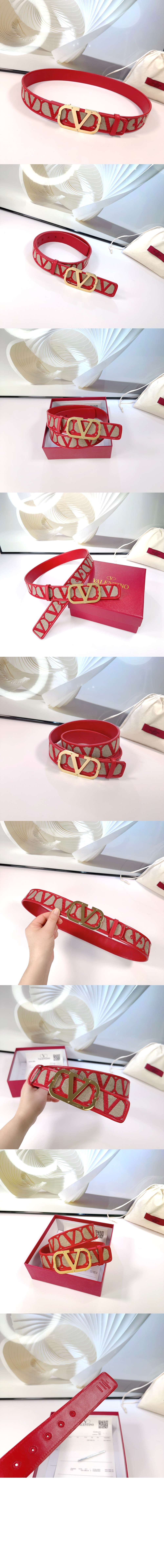 발렌티노 V 로고 벨트