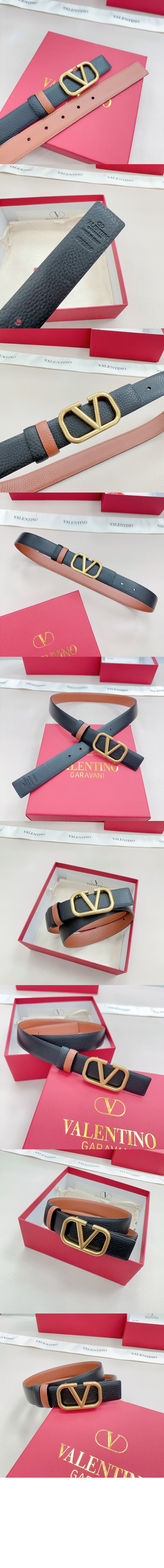 발렌티노 엘크프린팅 송아지 가죽 양면벨트