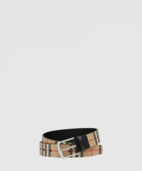 빈티지 체크 및 가죽 벨트 80527821