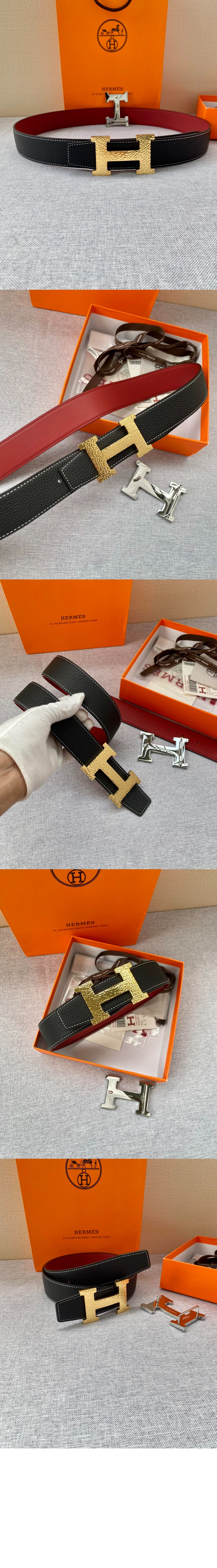 에르메스 H Martelee 버클 & 양면 가죽 벨트