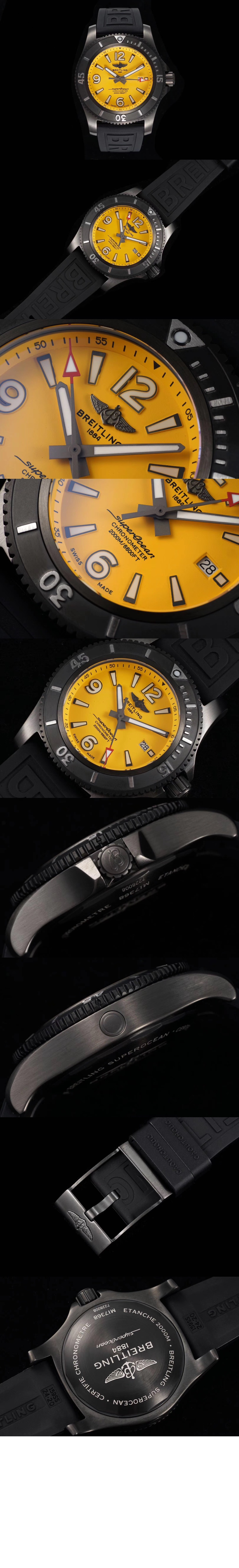 브라이틀링 슈퍼오션 오토매틱 46 블랙 스틸 M17368D7