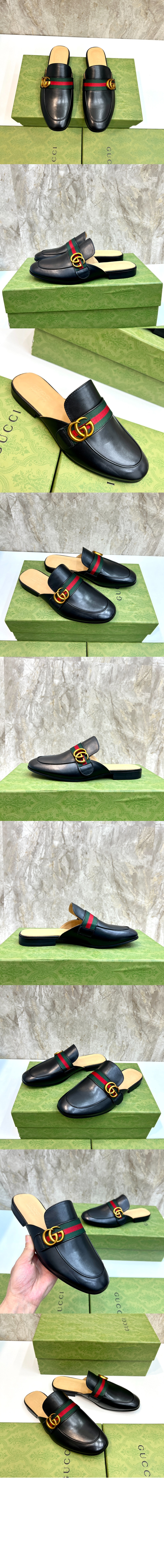 구찌 GG 웹 디테일 가죽 로퍼 469891