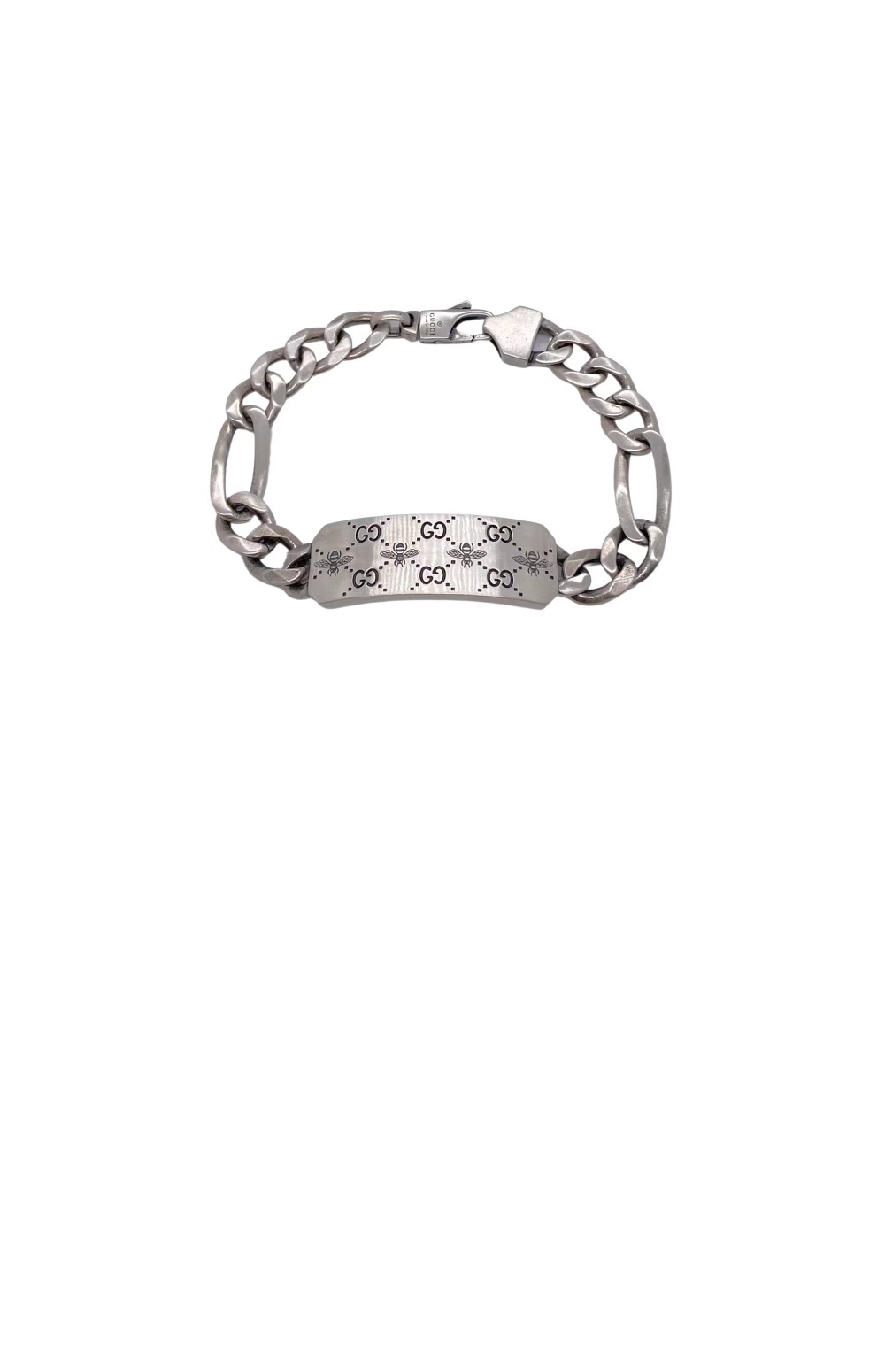 구찌 벌 GG 인그레이빙 체인 실버 팔찌 728264