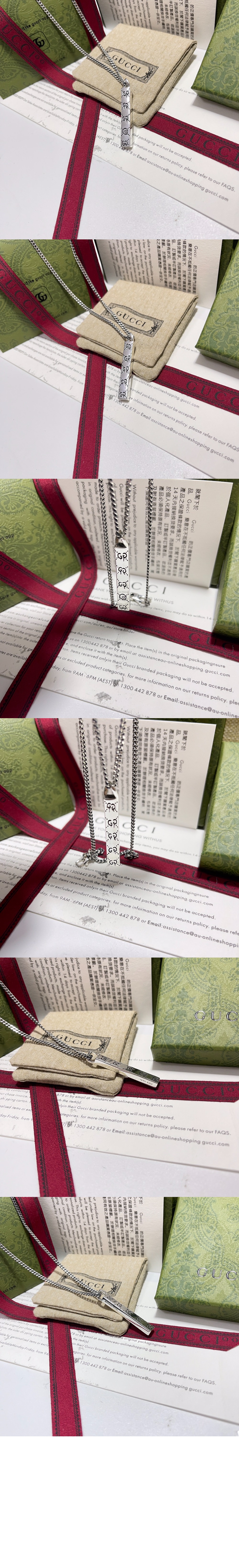 구찌 고스트 바 펜던트실버 목걸이 455314