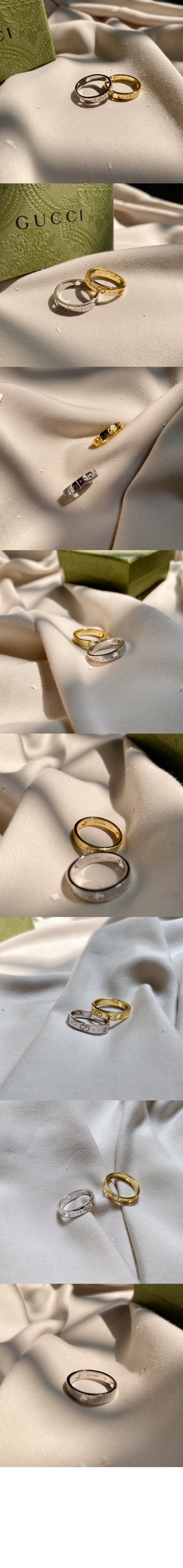 구찌 별 장식의 아이콘 화이트 골드 반지 607339