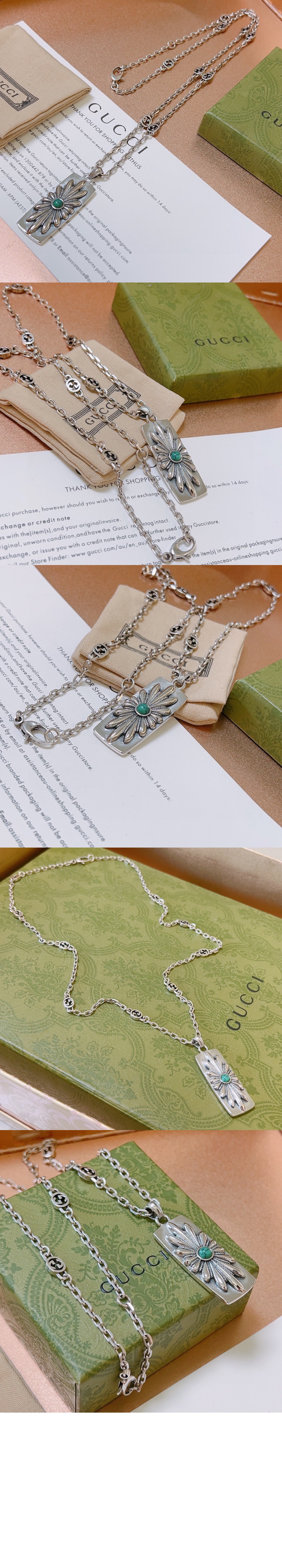 구찌 인터로킹 G 플라워 목걸이 753456