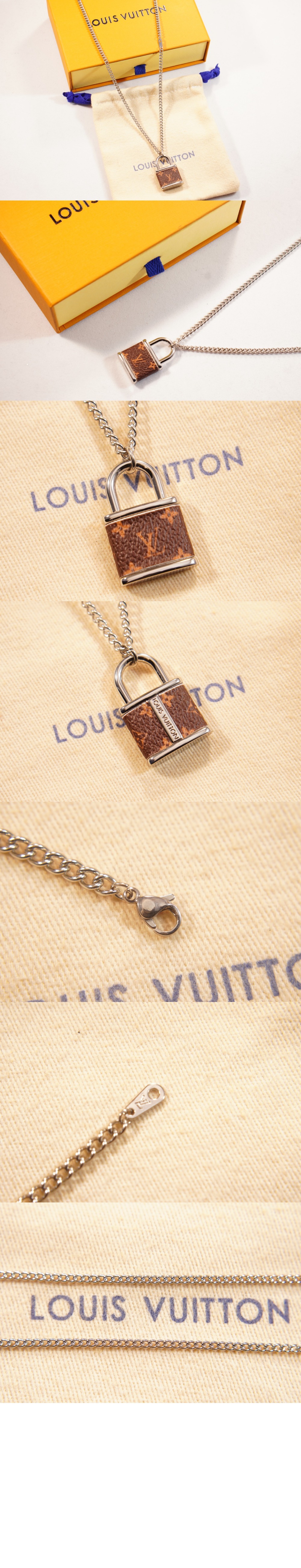 루이비통 락 펜던트 네크리스 실버 M00525