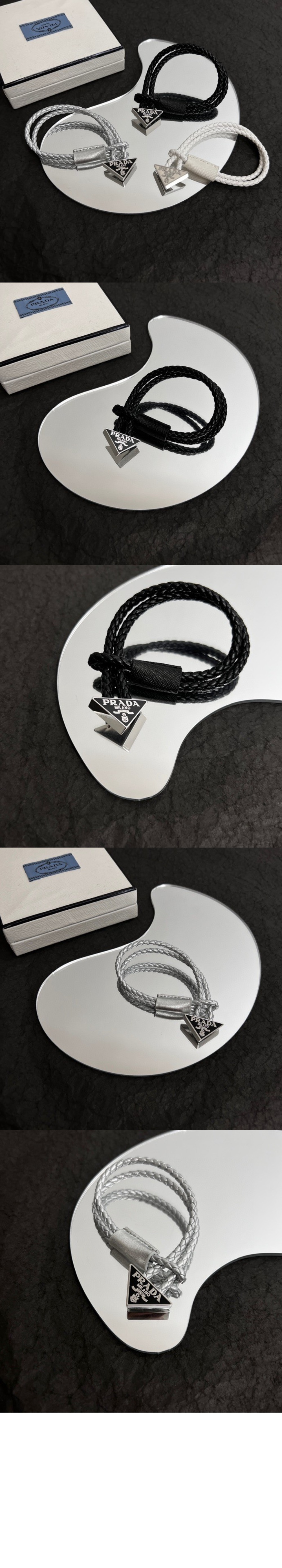 프라다 브레이디드 나파 가죽 브레이슬릿 2IB288