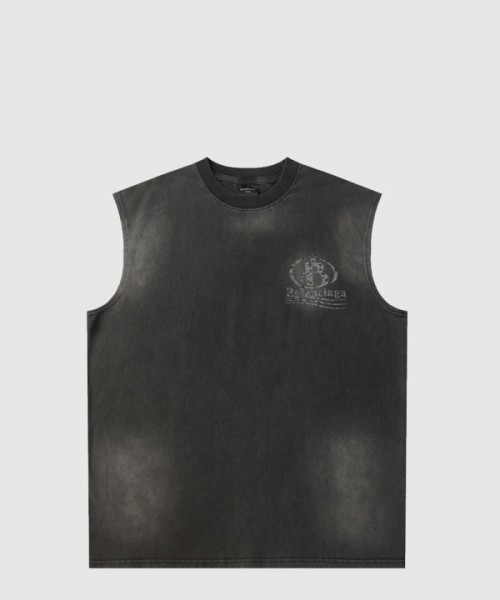 발렌시아가 민소매 프린트 크롭