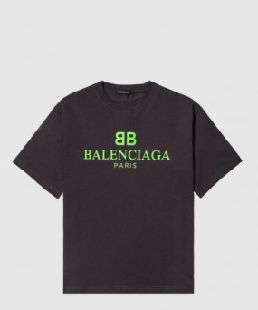 발렌시아가 로고 프린트 반팔