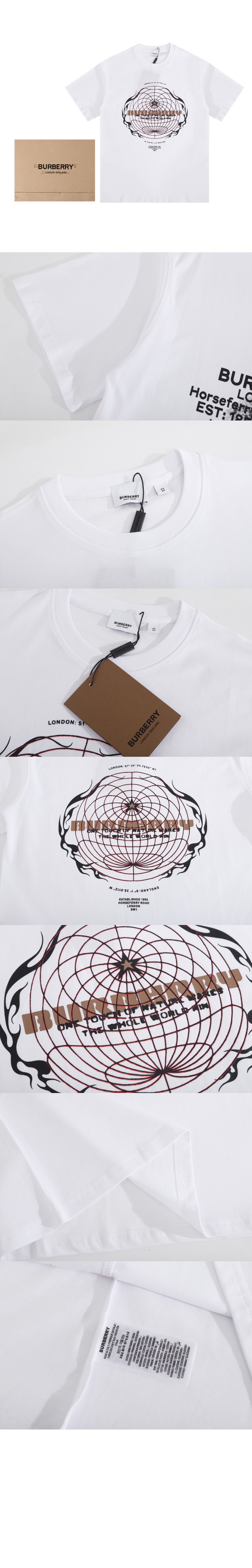 버버리 로고 코튼 티셔츠