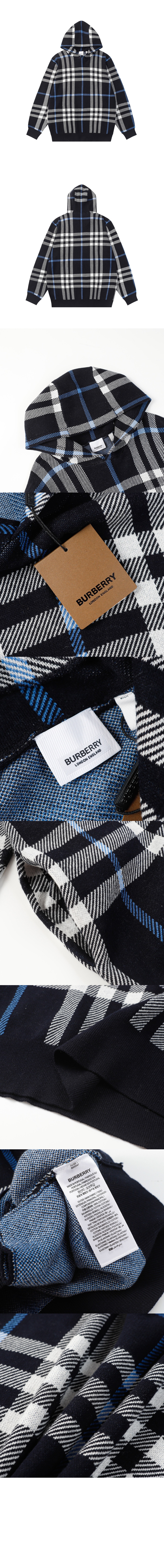 버버리 체크 코튼 후디
