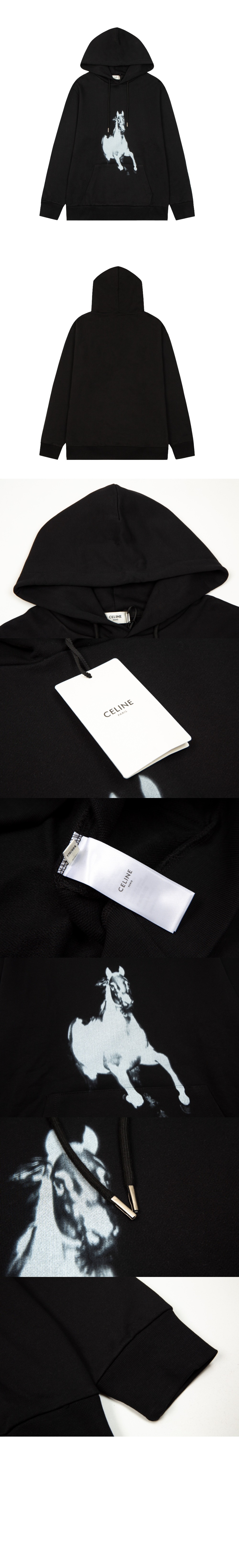 셀린느 로고 후드 긴팔