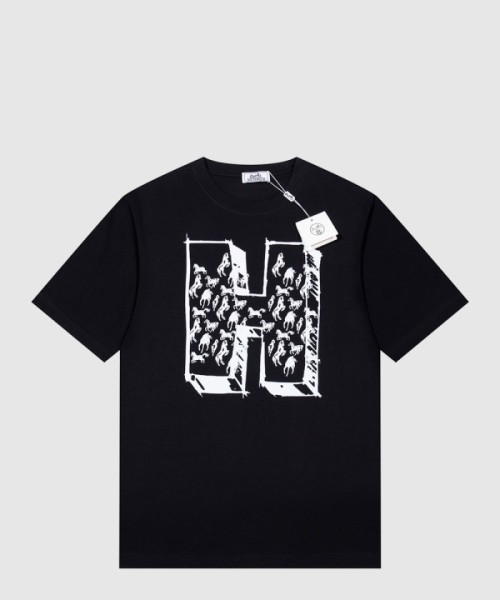 에르메스 로고 프린트 반팔