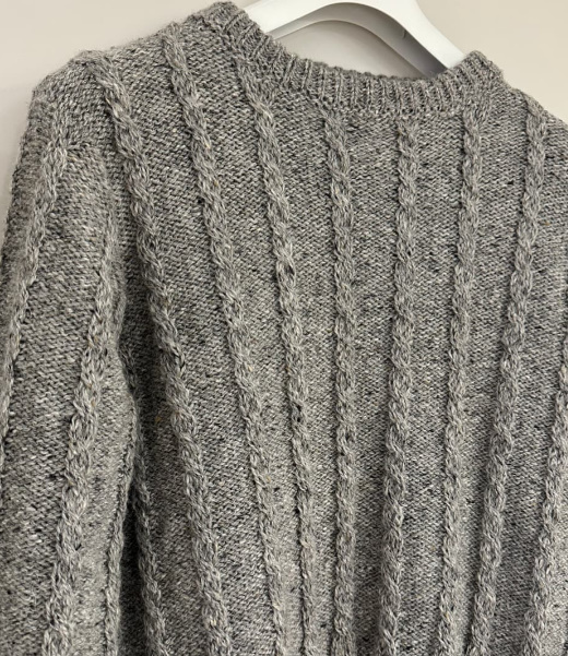 톰브라운 도니골 트위스트 케이블 클래식 크루넥 풀오버 니트 - 라이트 그레이