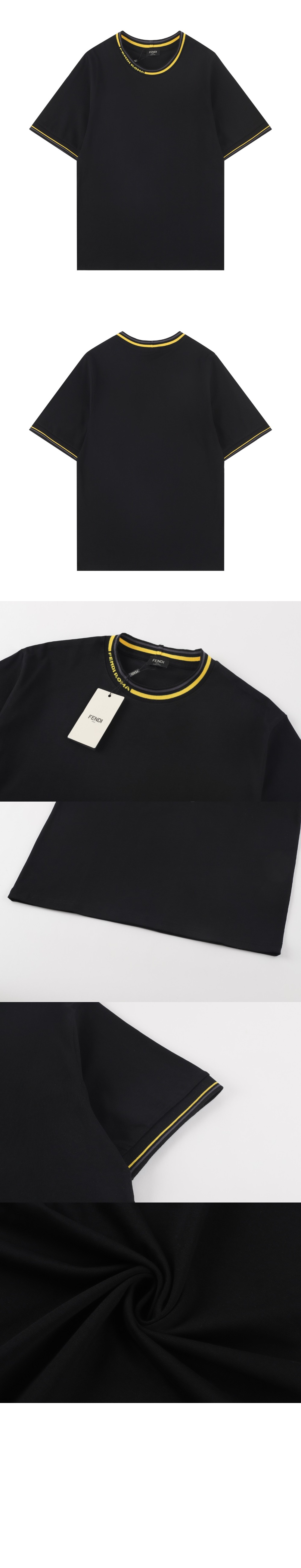 펜디 콘트라스트 트리밍 로고넥 티셔츠