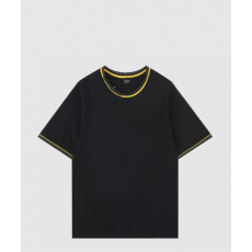 펜디 콘트라스트 트리밍 로고넥 티셔츠