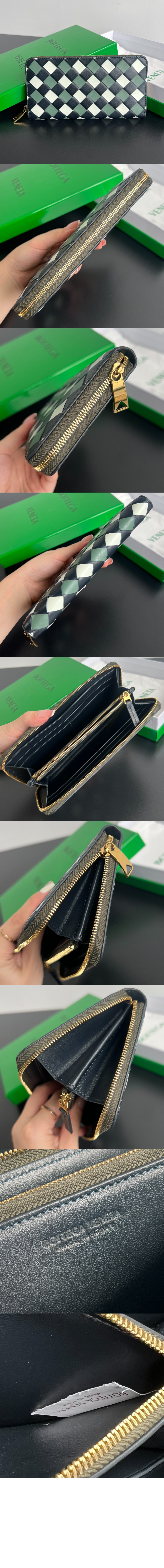 보테가베네타 소가죽 위빙 지퍼 지갑 742332