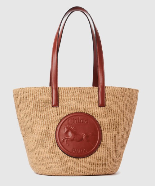 끌로에 천연 섬유 소재의 라지 Horse Medal 바스켓 SS591