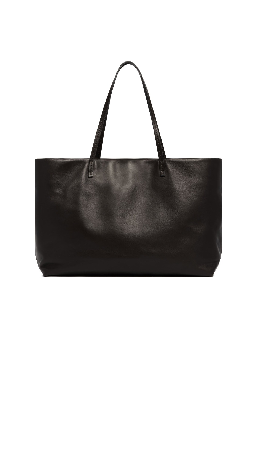 더로우 뉘앙스 블랙 레더 토트백 W1727L