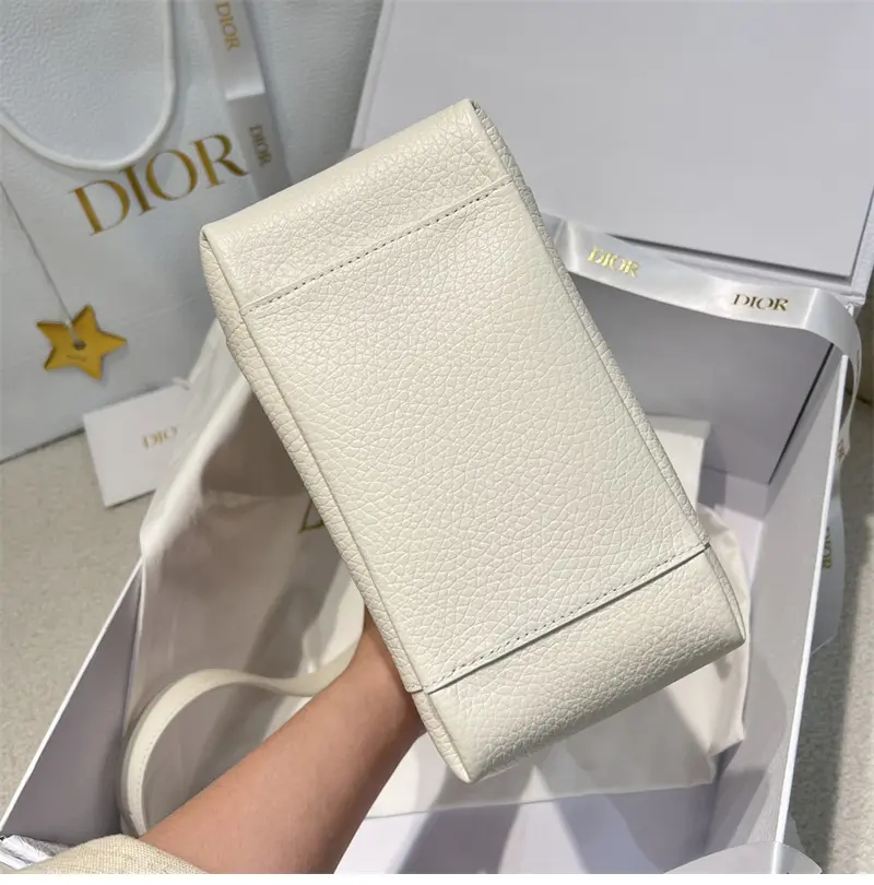 디올 시그니처 미듐 버킷백 라떼 그레인 송아지 가죽 2025 신상