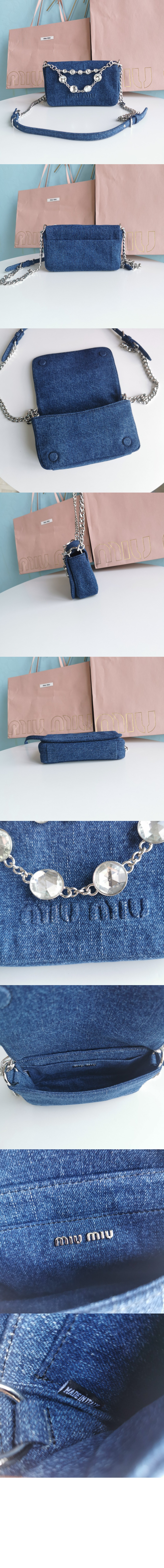 미우미우 데님 크리스탈 숄더백 5BD223