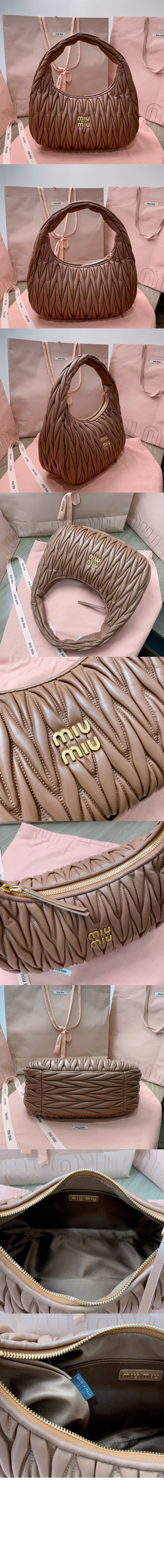 미우미우 완더 마테라쎄 나파 가죽 호보 백 5BC108