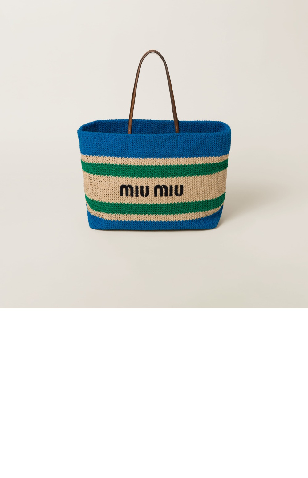 미우미우 라피아 앤 코튼 토트백 5BG228