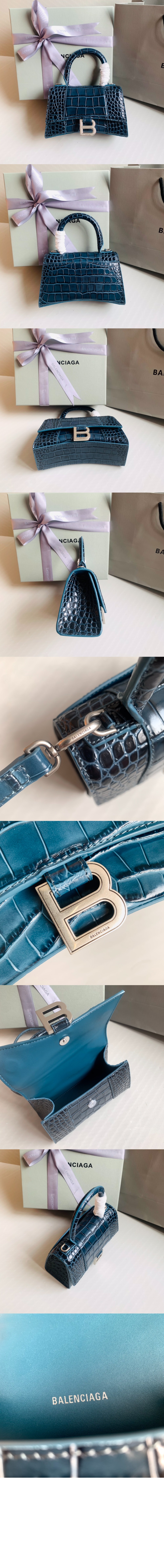 발렌시아가 아워글래스 XS 크로커다일 엠보싱 핸드백592833
