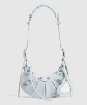 발렌시아가 XS 라인스톤 디테일 데님 숄더백 671309