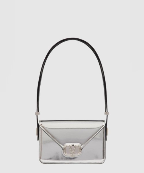 발렌티노 V 로고 플라크 레더 숄더백