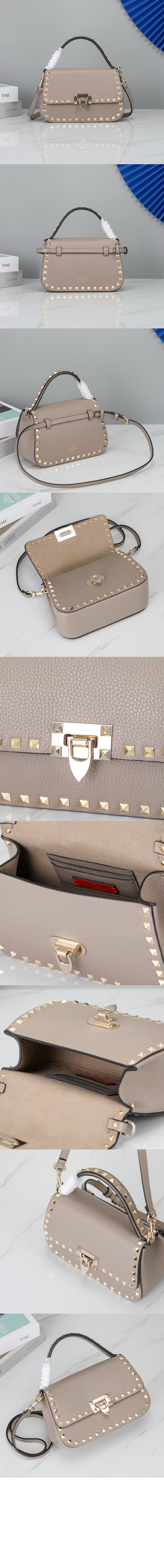 발렌티노 락스터드 탑 핸들 백